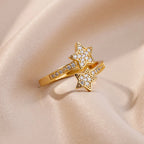 Anillo Doble Estrellas en Circonio oro