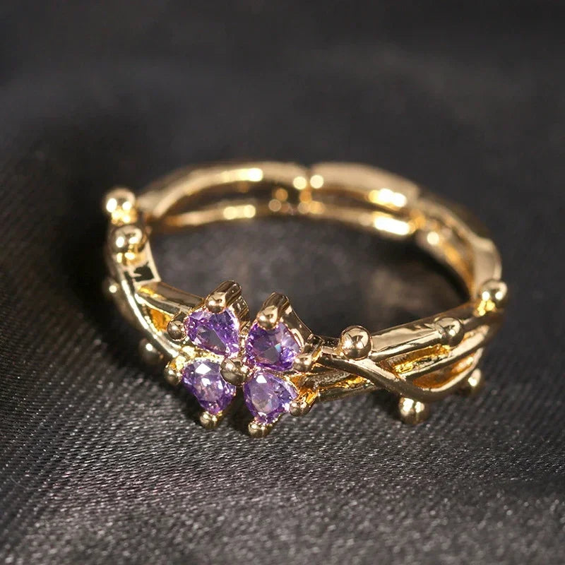 Anillo Fino con Flor de Circonio