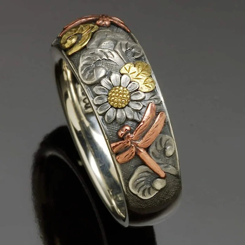 Anillo de flor estilo vintage