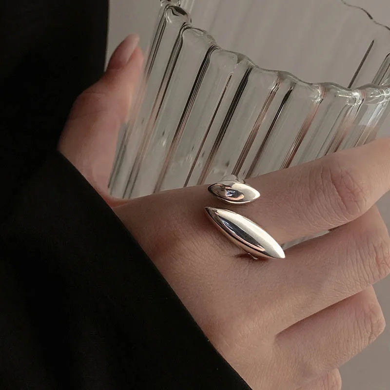 Anillo de Gota de Agua Plateado