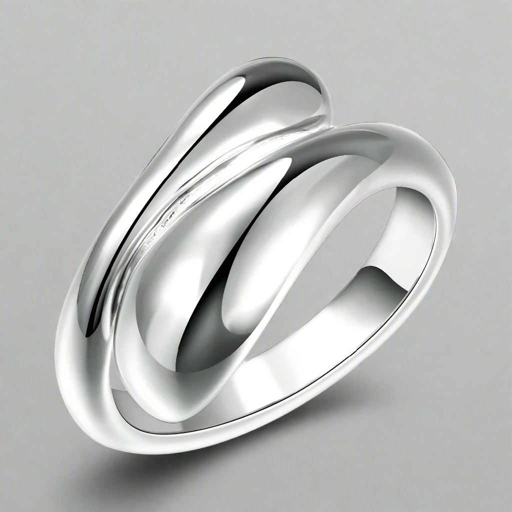 Anillo de Gota de Agua Plateado y Hueco