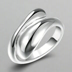 Anillo de Gota de Agua Plateado y Hueco