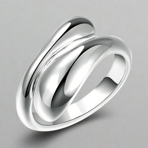 Anillo de Gota de Agua Plateado y Hueco