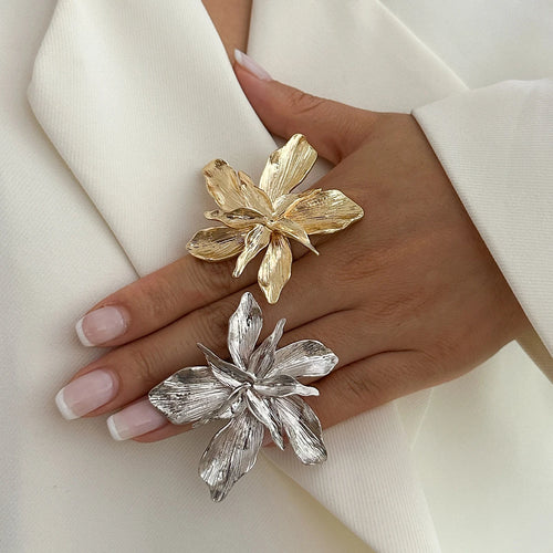 Anillo Grande Flor de plata