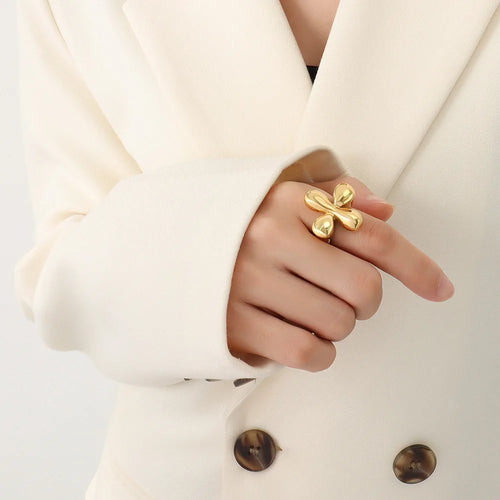 Anillo de flor grande estilo vintage