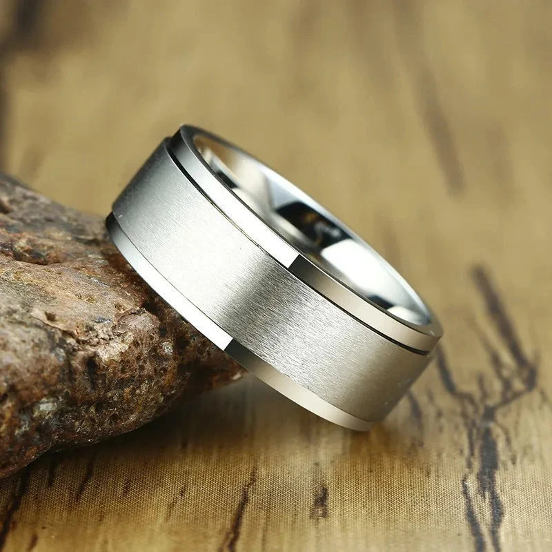 Anillo de Hombre Anti-Estrés Giratorio plata