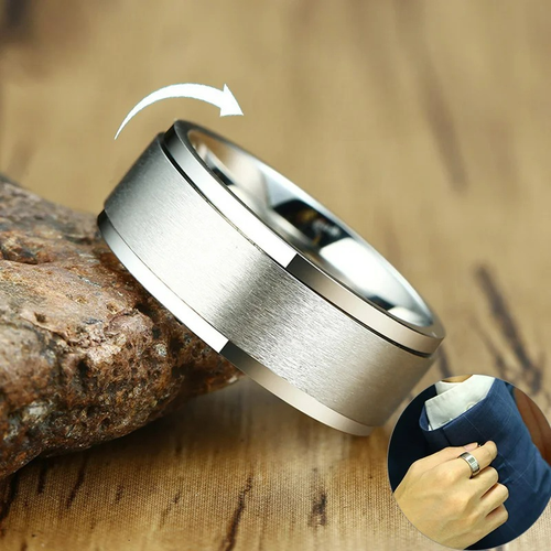 Anillo de Hombre Anti-Estrés Giratorio plata