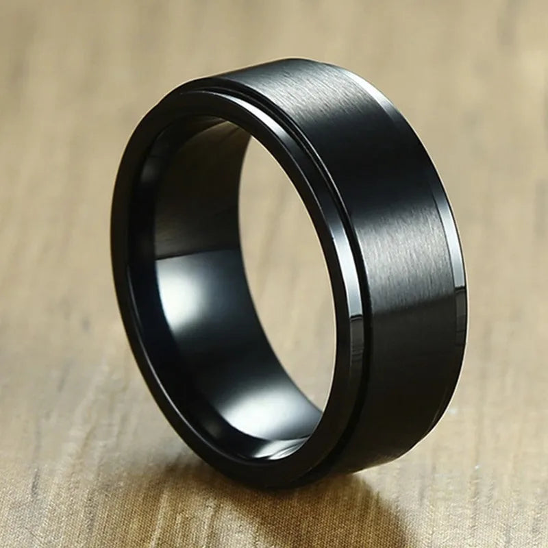 Anillo de Hombre Anti-Estrés Giratorio negro