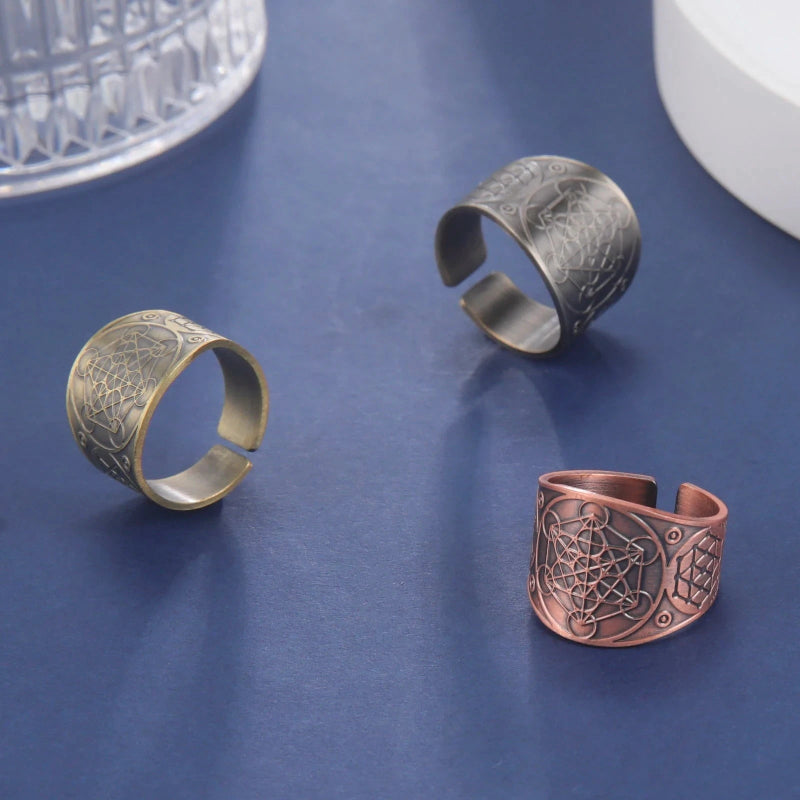 Anillo de Hombre Cubo de Metatrón oro rosa