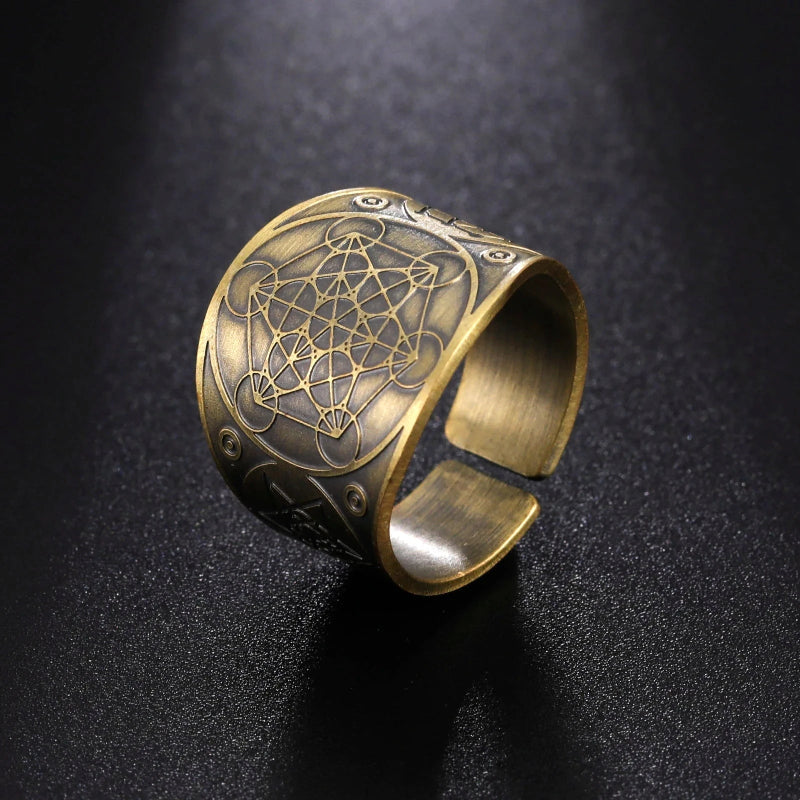 Anillo de Hombre Cubo de Metatrón oro