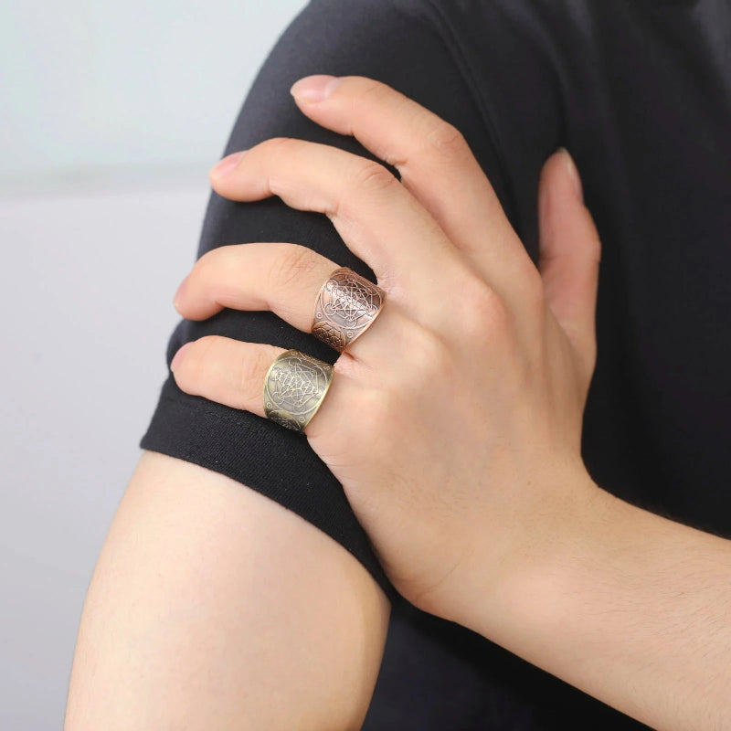 Anillo de Hombre Cubo de Metatrón oro