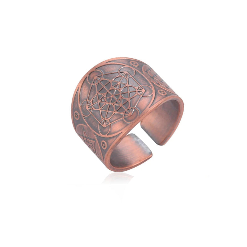 Anillo de Hombre Cubo de Metatrón oro rosa