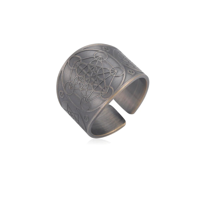 Anillo de Hombre Cubo de Metatrón Plata 