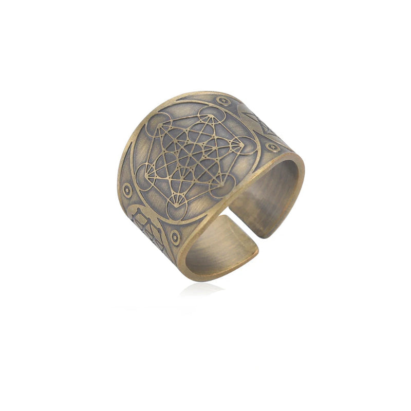 Anillo de Hombre Cubo de Metatrón oro
