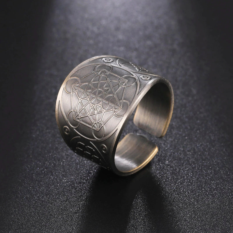 Anillo de Hombre Cubo de Metatrón plata