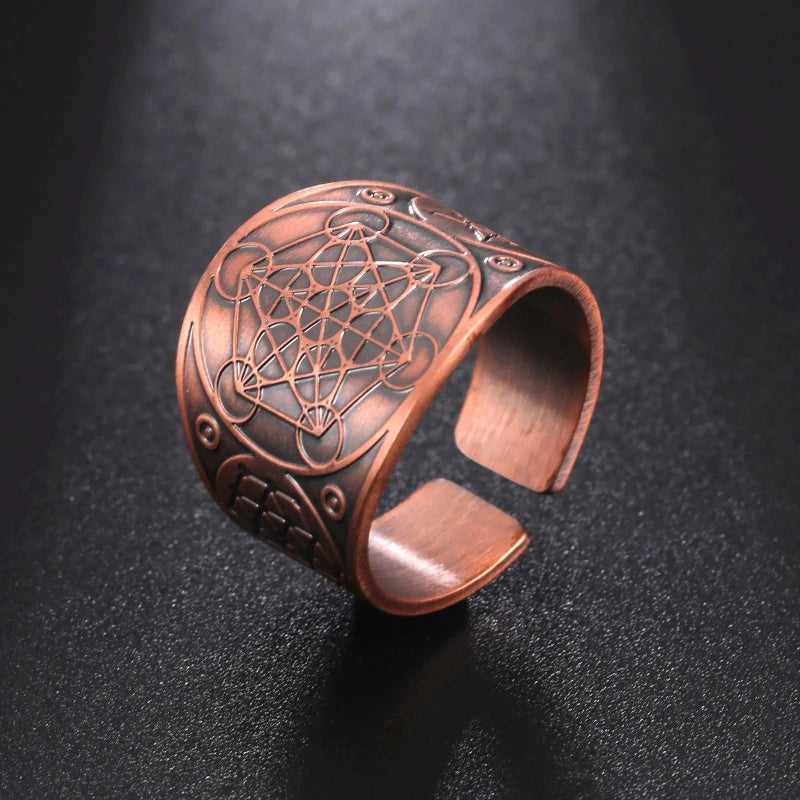 Anillo de Hombre Cubo de Metatrón oro rosa