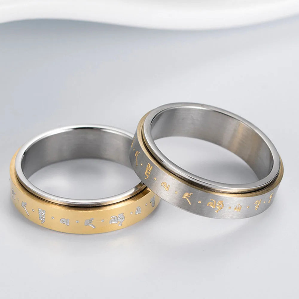 Anillo con Motivos para Hombre o Mujer Antiestrés Giratorio oro