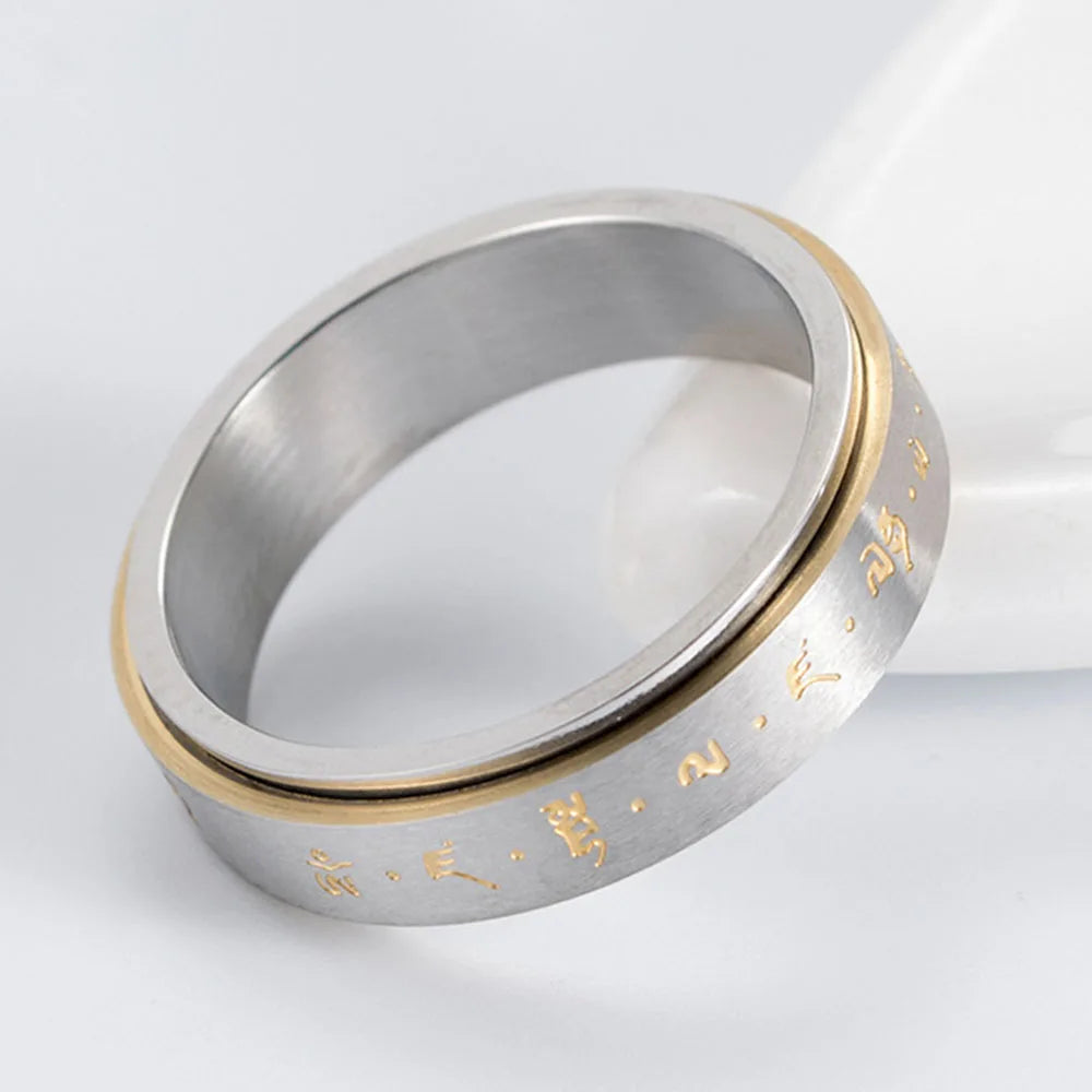Anillo con Motivos para Hombre o Mujer Antiestrés Giratorio plata