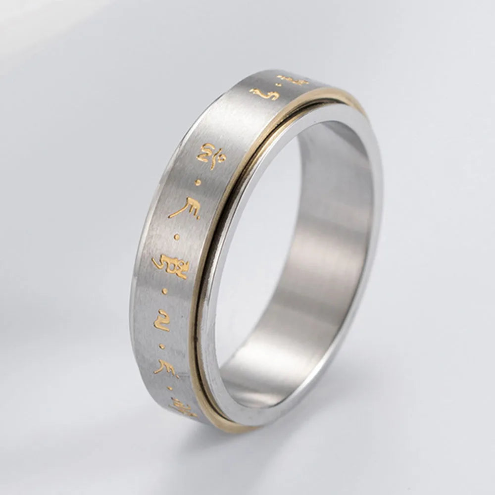 Anillo con Motivos para Hombre o Mujer Antiestrés Giratorio plata