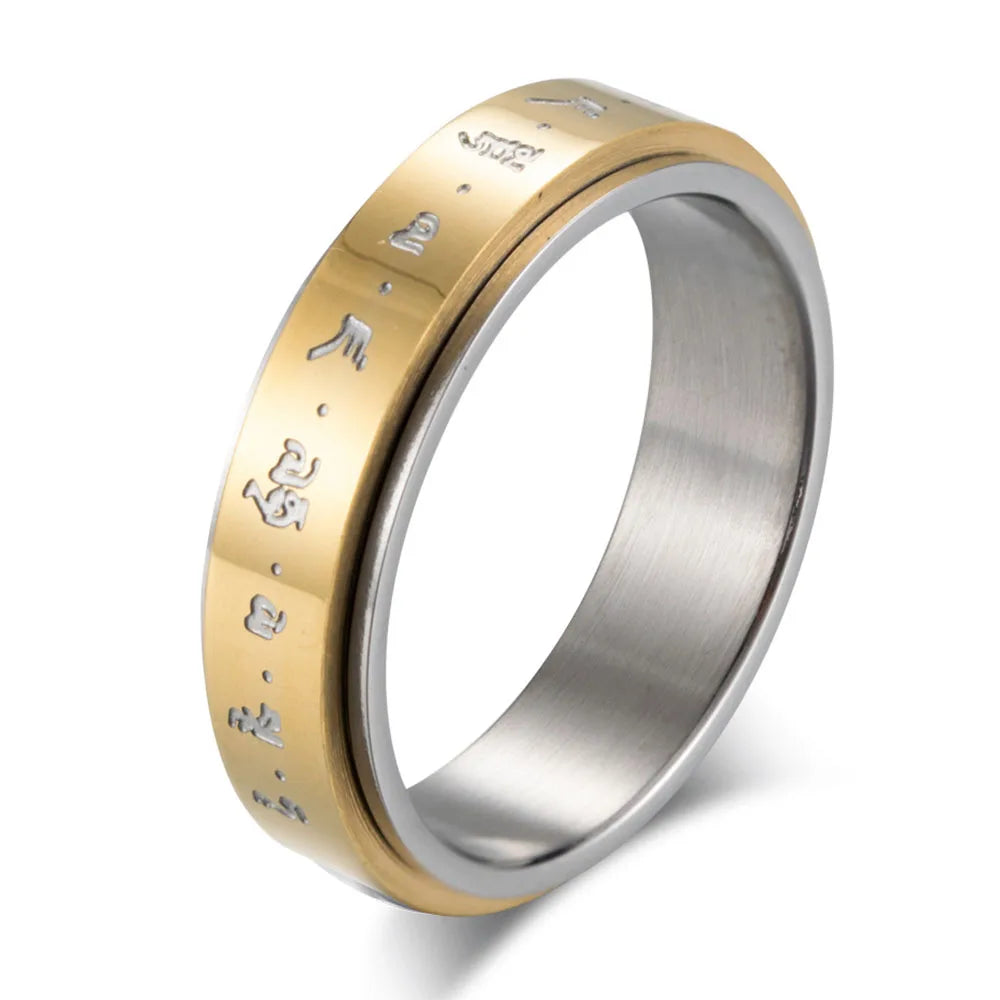 Anillo con Motivos para Hombre o Mujer Antiestrés Giratorio oro