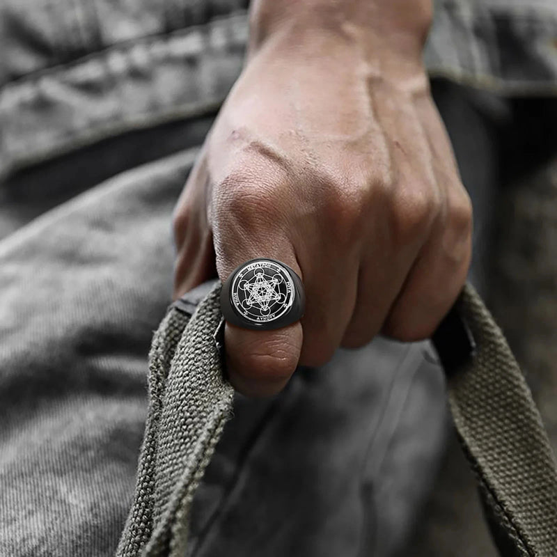 Anillo Anillo Negros Cubo Metatrón negro