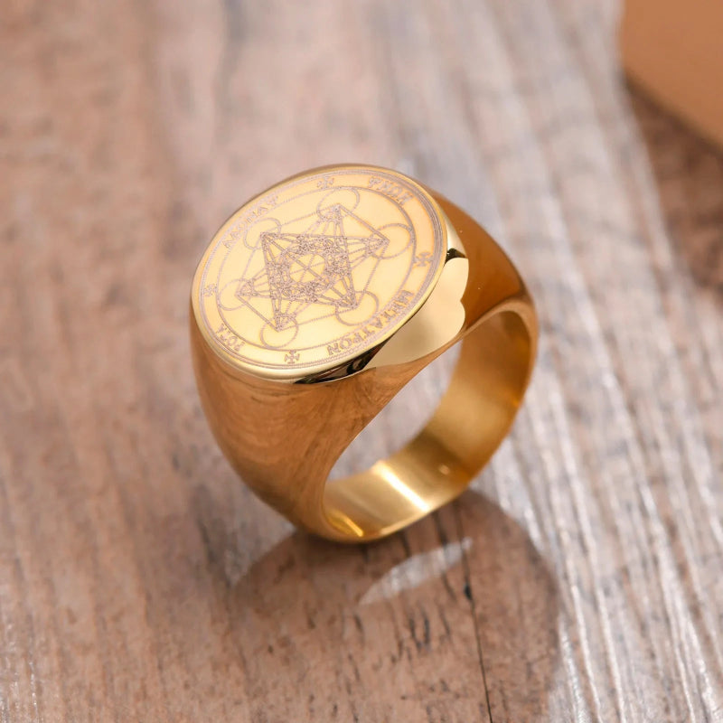 Anillo Anillo Negros Cubo Metatrón oro