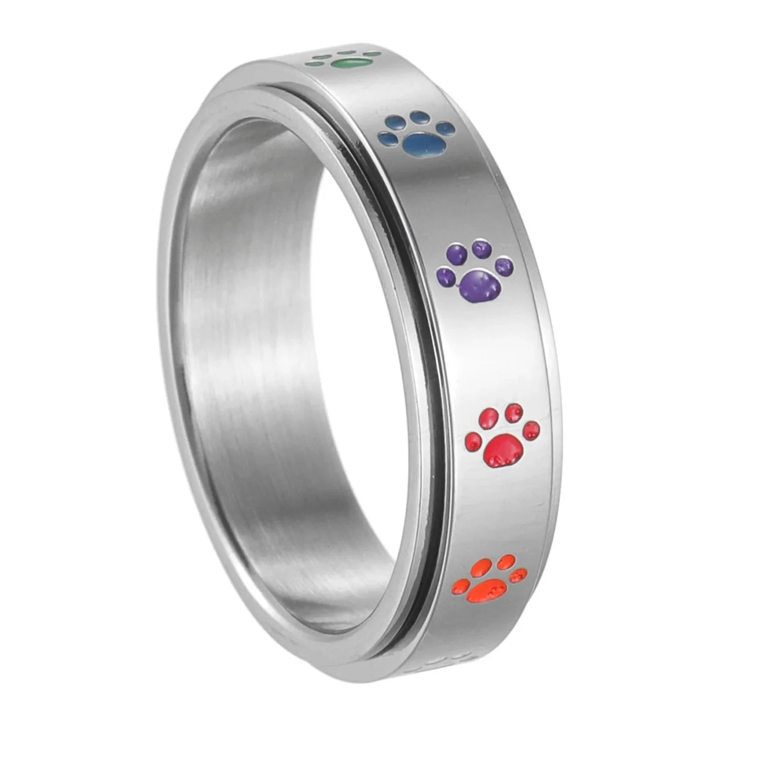 Anillo con corazones o patas anti-estrés giratorias patas