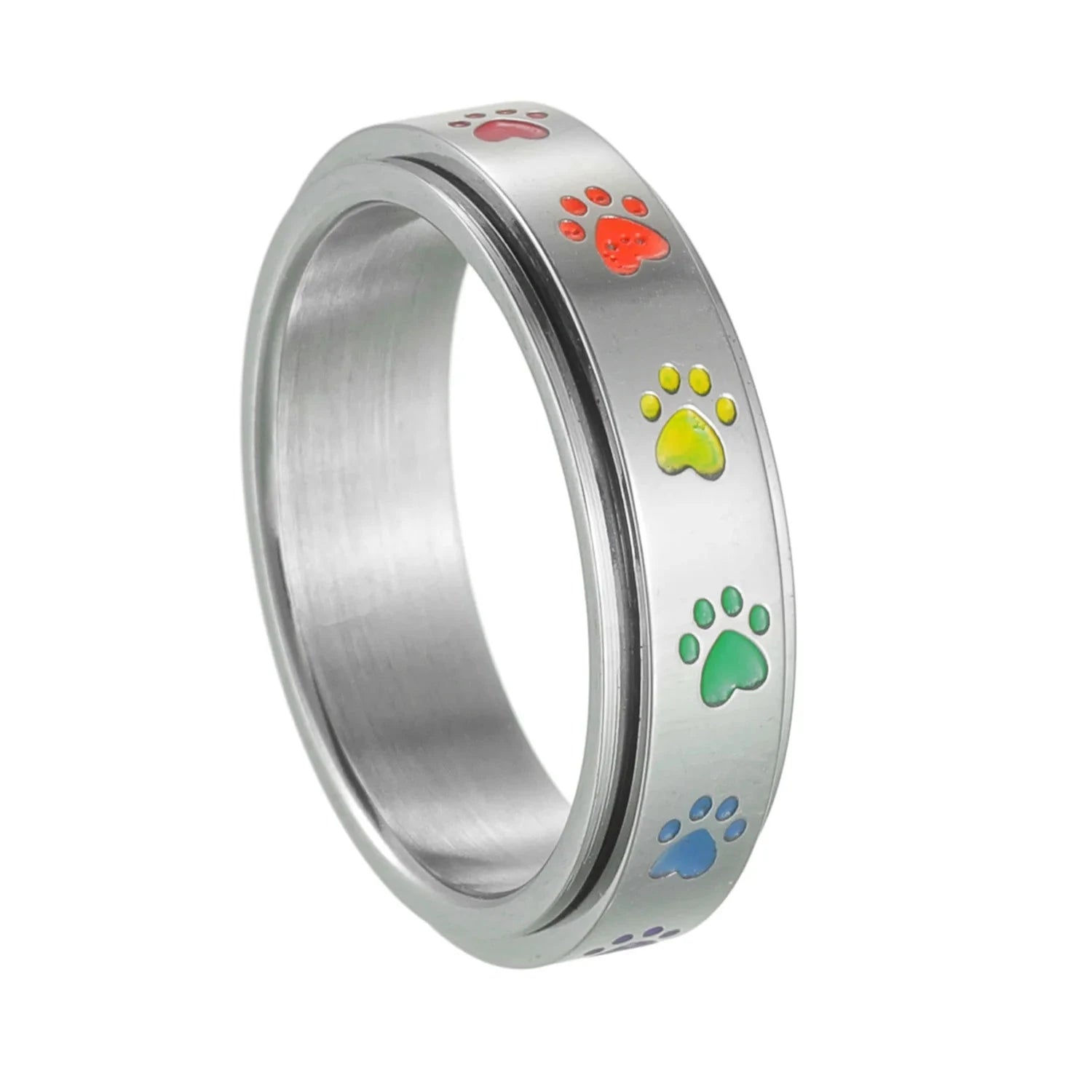 Anillo con corazones o patas anti-estrés giratorias patas