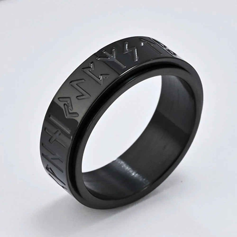 Anillo Vikingo para Hombre Anti-Estrés Giratorio negro