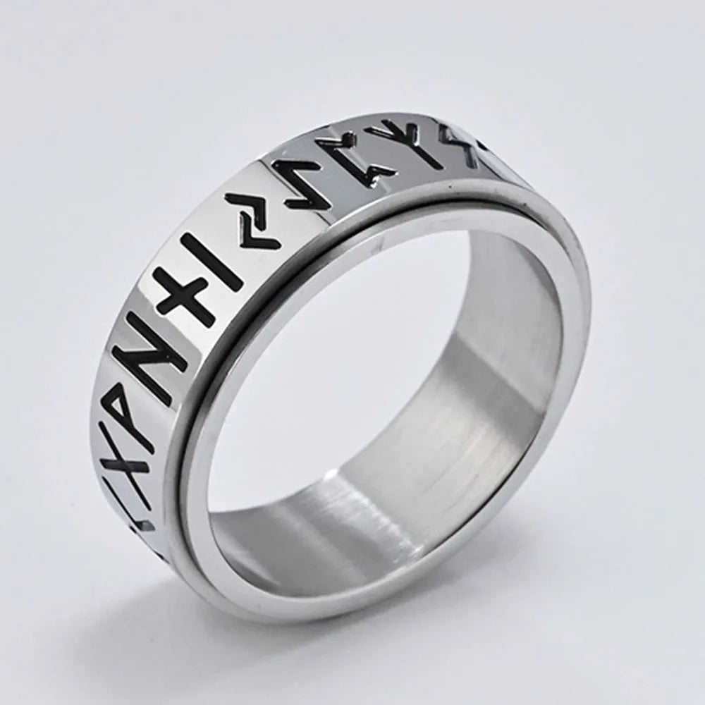 Anillo Vikingo para Hombre Anti-Estrés Giratorio plata