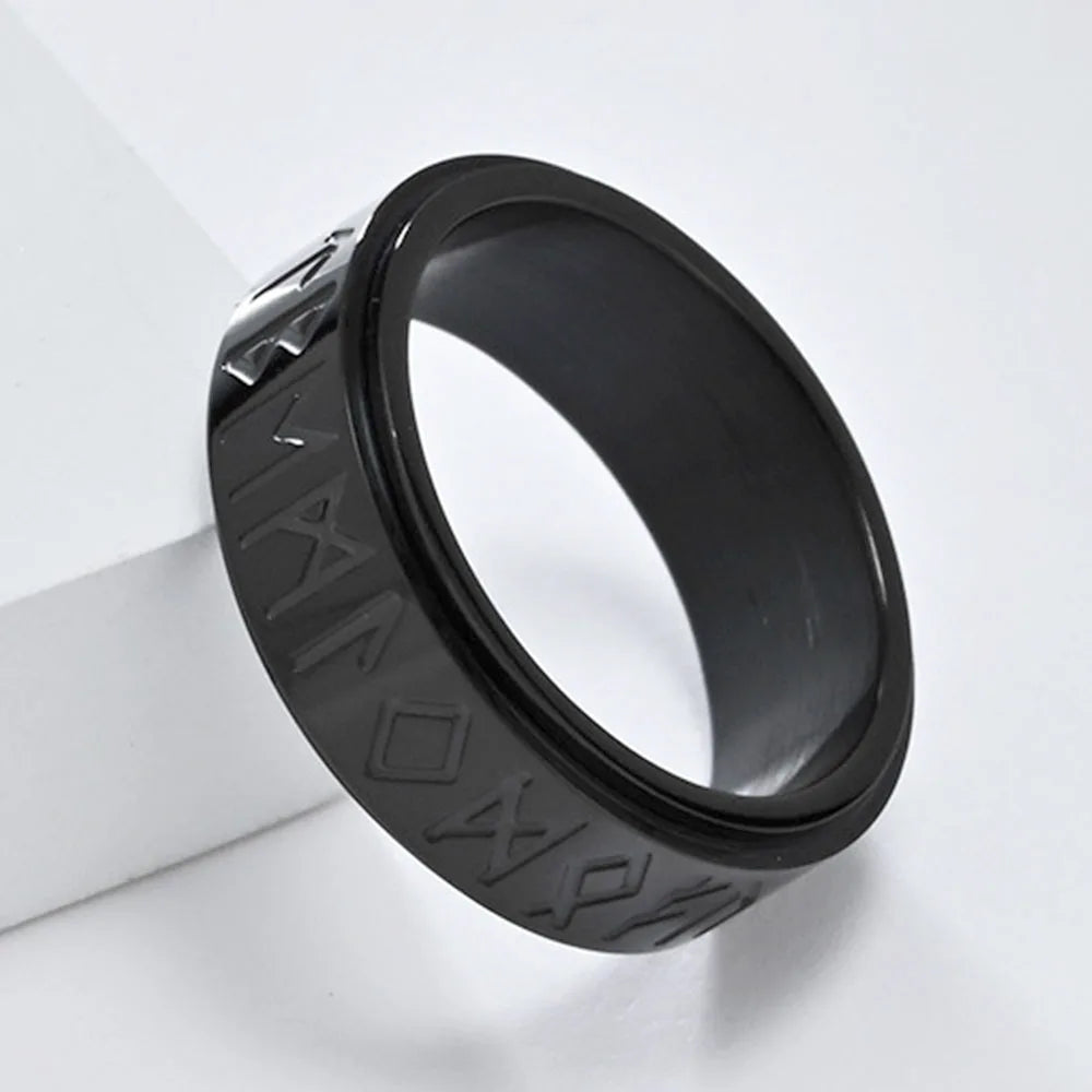 Anillo Vikingo para Hombre Anti-Estrés Giratorio negro