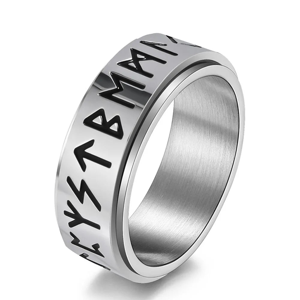 Anillo Vikingo para Hombre Anti-Estrés Giratorio plata