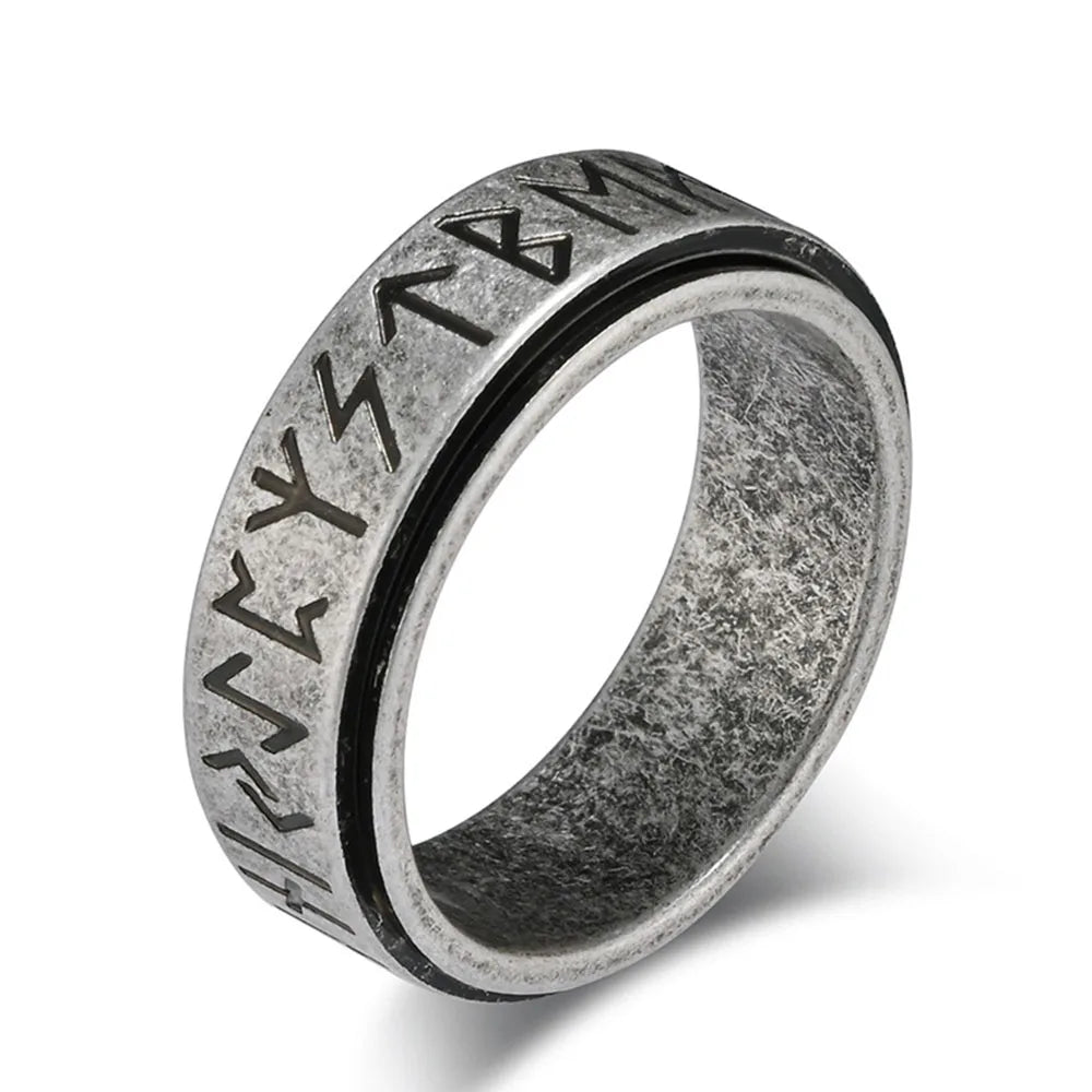 Anillo Vikingo para Hombre Anti-Estrés Giratorio gris