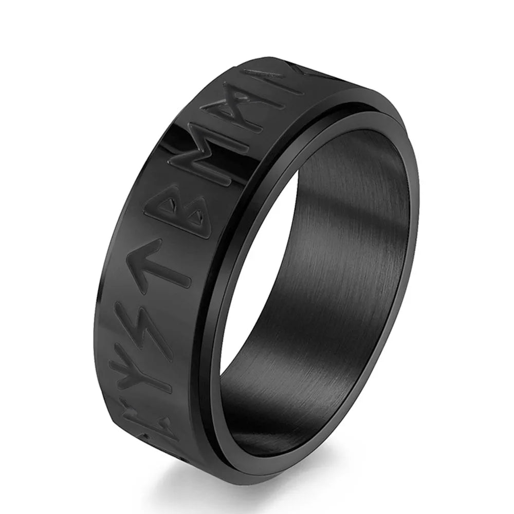 Anillo Vikingo para Hombre Anti-Estrés Giratorio negro