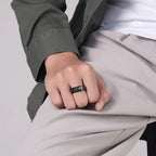 Bague anti-stress rotative avec croix chrétienne noir