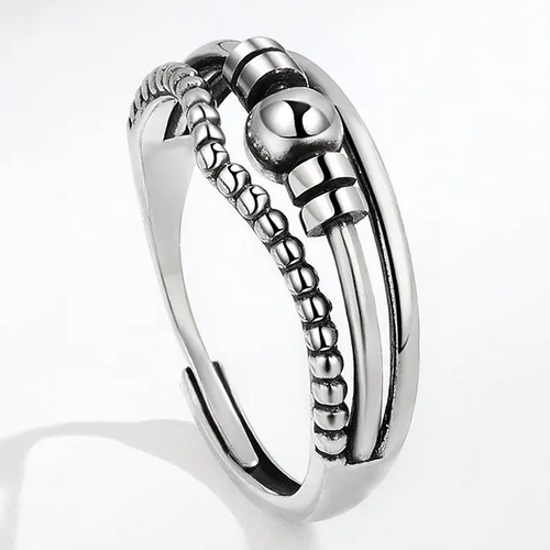 Anillo antiestrés de estilo vintage con cuentas móviles