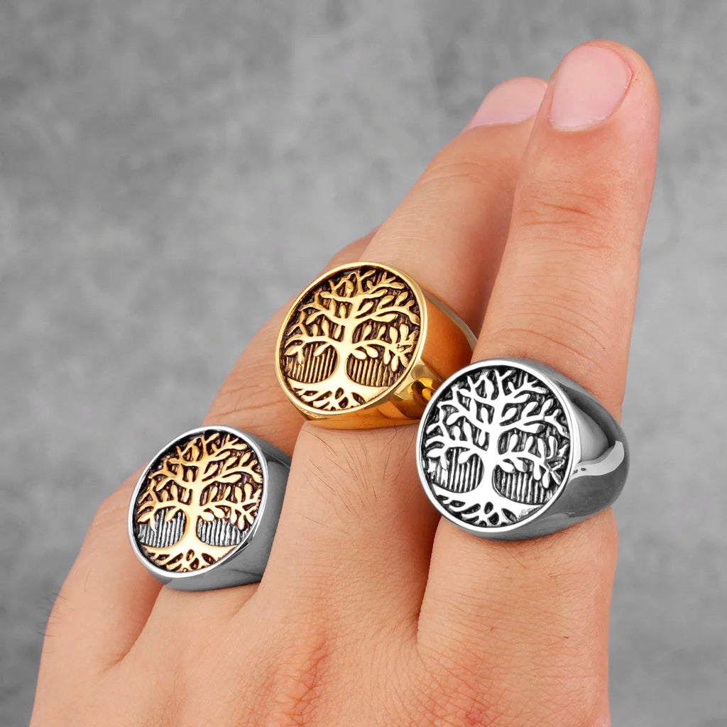 Anillo Árbol de la Vida para Hombre oro y plata