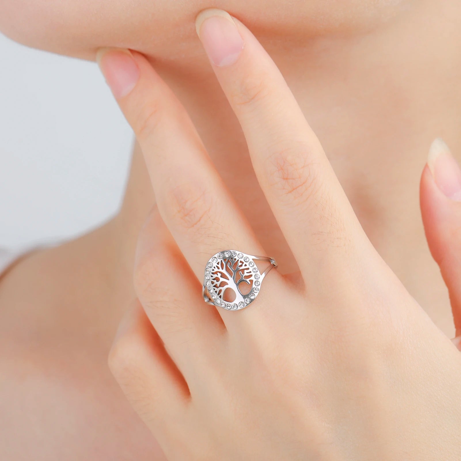 Anillo Árbol de la Vida Circonio Mujer plata