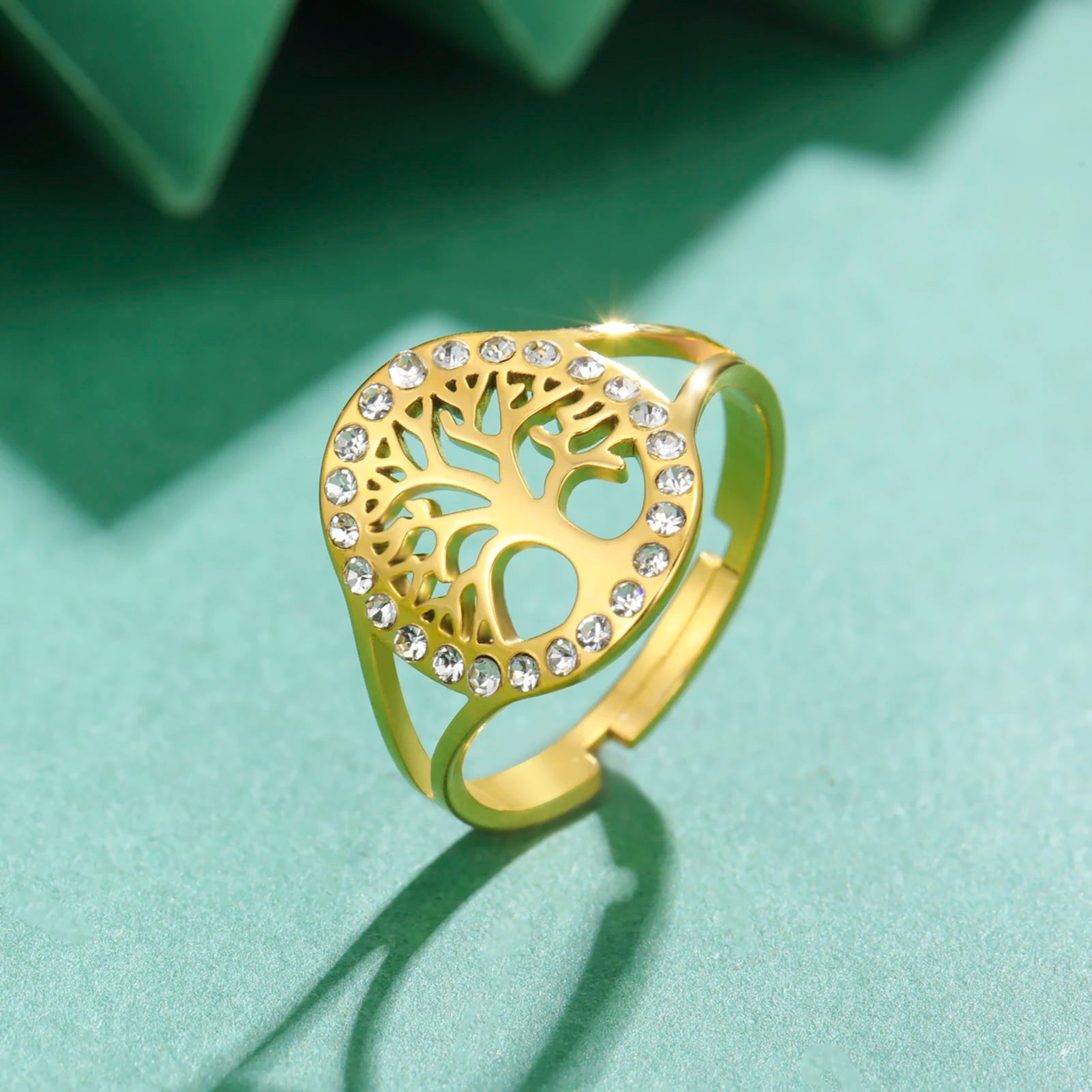Anillo Árbol de la Vida Circonio Mujer oro