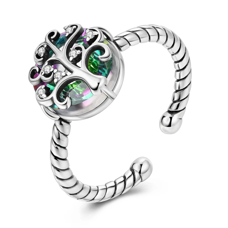 Anillo Árbol de la Vida Circonio Mujer Plata