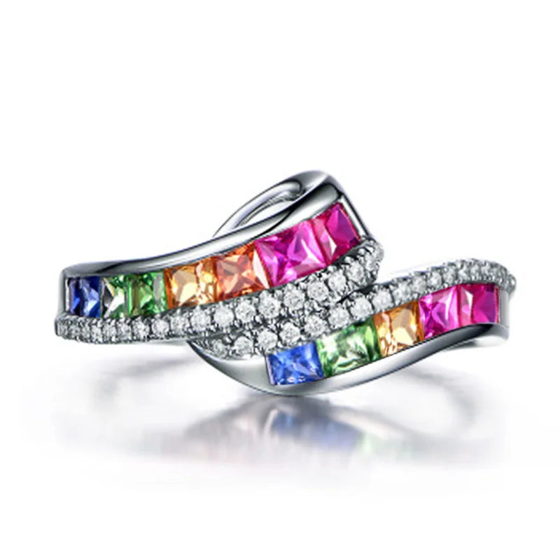 Anillo arcoíris y strass