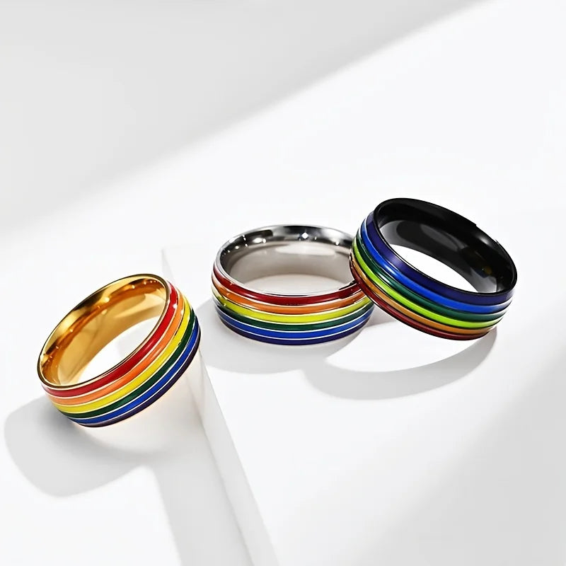 Anillo arcoíris para hombre plata