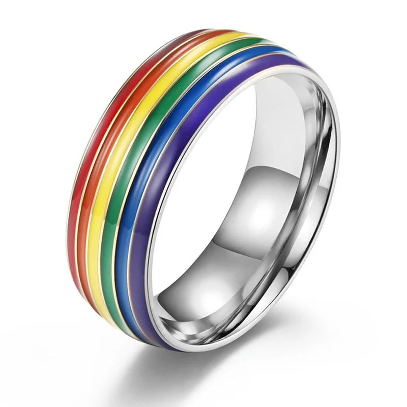 Anillo arcoíris para hombre plata