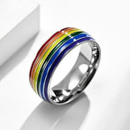 Anillo arcoíris para hombre plata