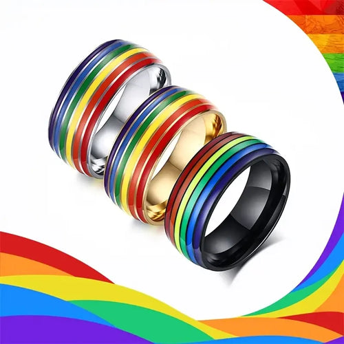 Anillo arcoíris para hombre negro