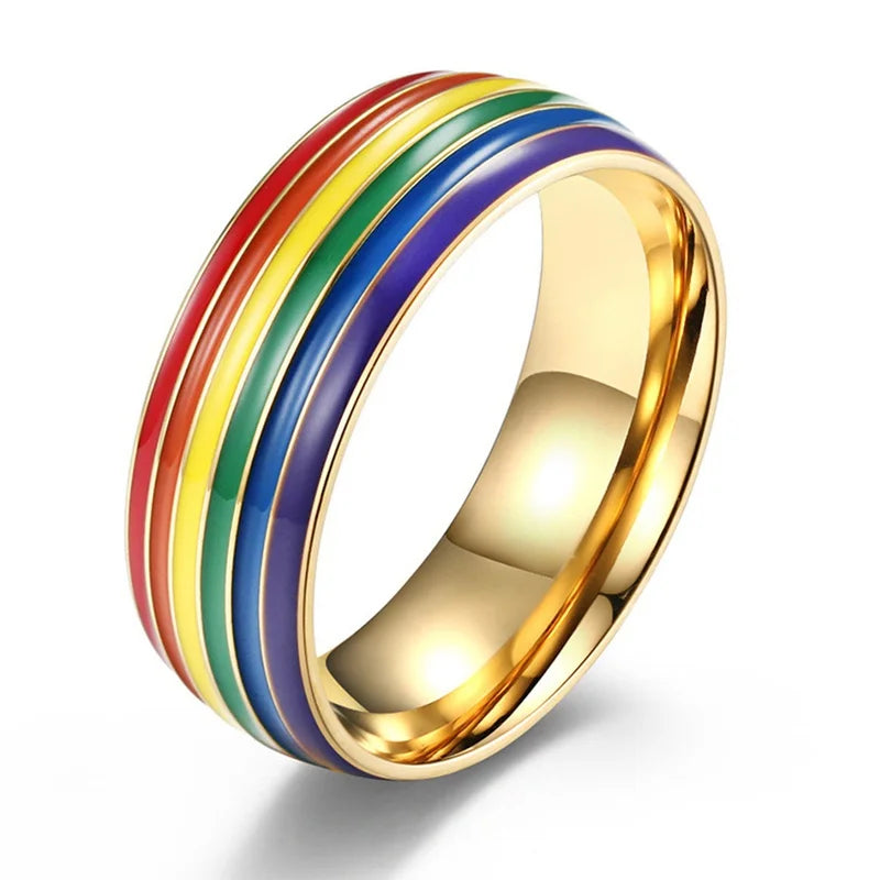 Anillo arcoíris para hombre oro