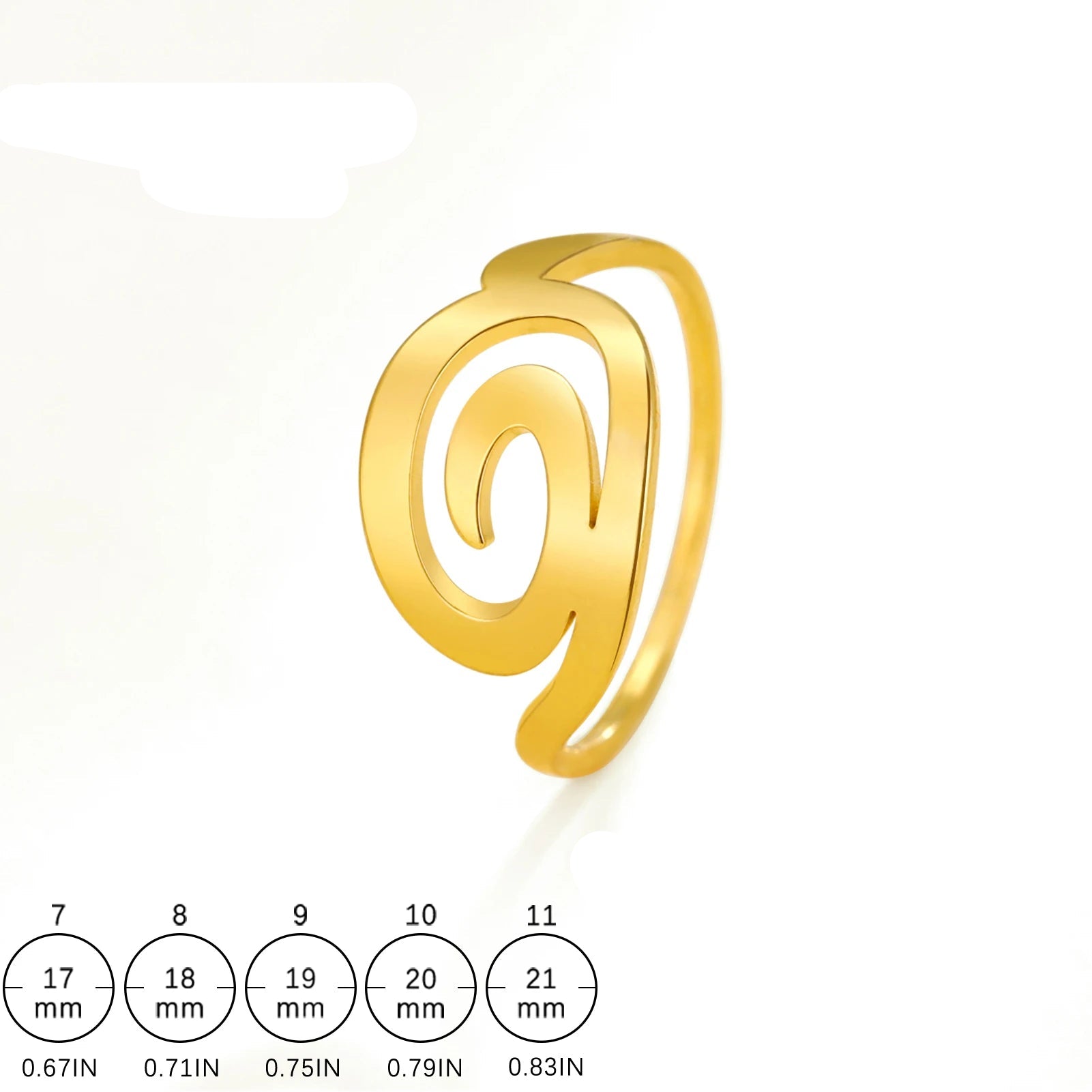 Anillo de diseño en espiral para mujer de oro