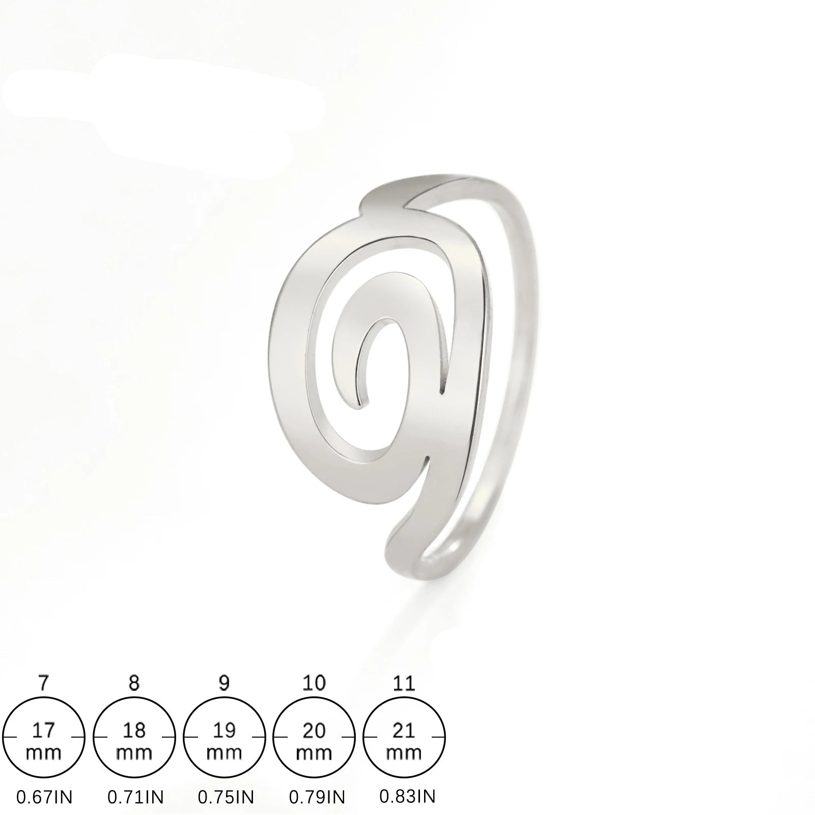 Anillo de diseño en espiral para mujer de plata
