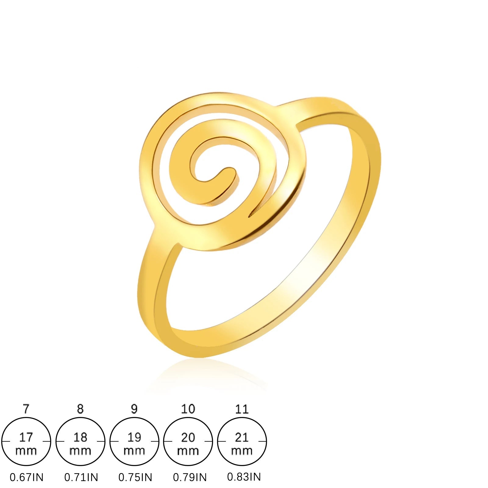 Anillo de diseño en espiral para mujer de oro redondo