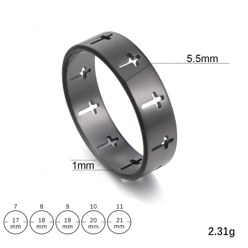 Anillo con cruz calada negra